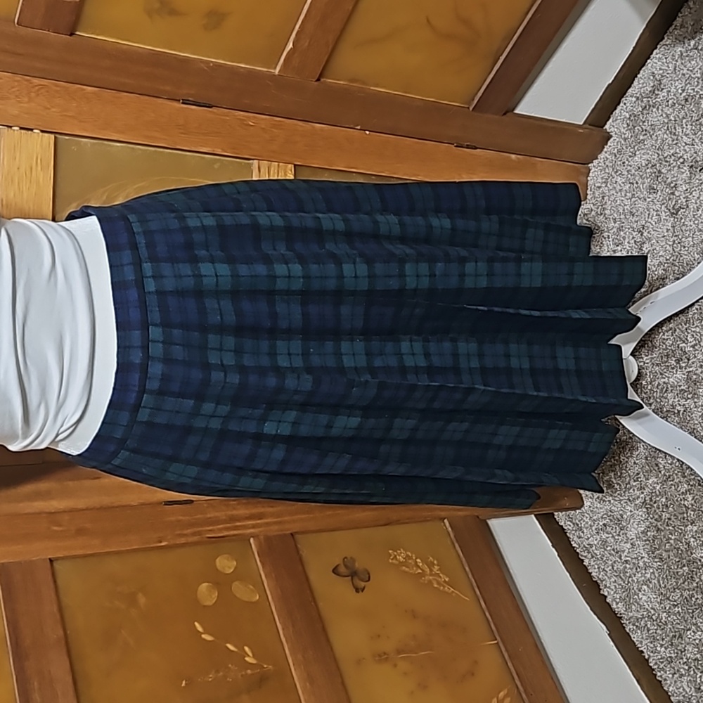 Vintage Pendleton Black Watch Tartan Plaid Pleated Wool Skirt Size 12